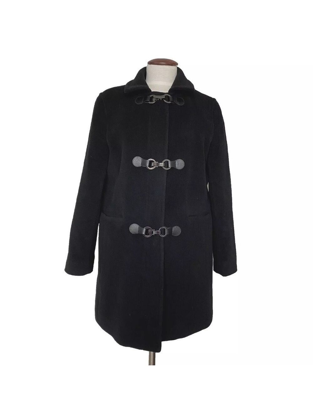 Talbots Black Wool Blend Coat Thinsulate Insulation Full Zip Women's Size 14